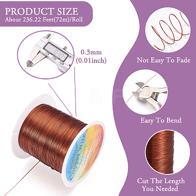Round Copper Beading Wire for Jewelry Making YS-TAC0004-0.3mm-05-1