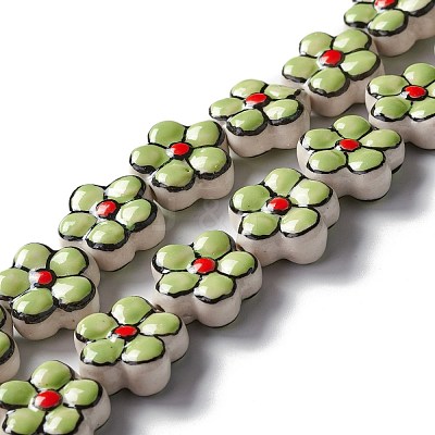 Handmade Porcelain Flower Beads Strands PORC-F003-01L-1