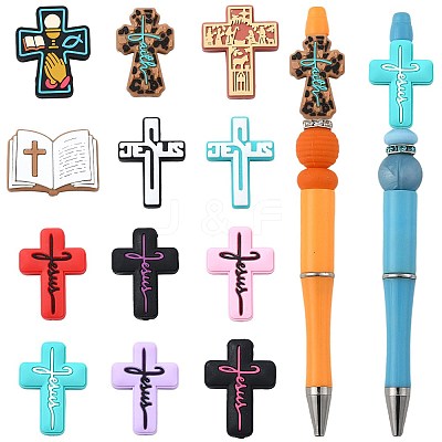 12Pcs 12 Styles Silicone Beads SIL-FS0001-34C-1