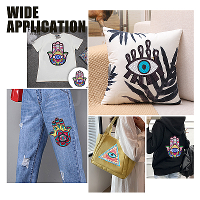 4Pcs 4 Style Computerized Embroidery Cloth Self Adhesive Sequins Patches DIY-AR0002-42-1