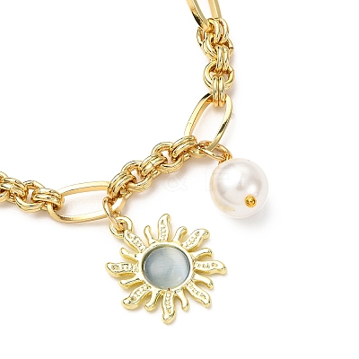 Cat Eye Charm Bracelets BJEW-JB12420-01-1