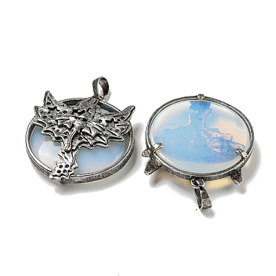 Opalite Flat Round Pendants G-F766-05AS-02-1
