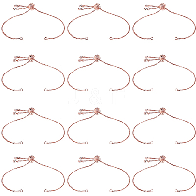 12Pcs Rack Plating Adjustable Brass Slider Bracelet Making KK-SP0001-80RG-1