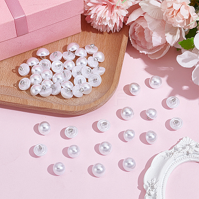 50Pcs 1-Hole Brass ABS Plastic Imitation Pearl Shank Buttons KY-CY0001-17-1