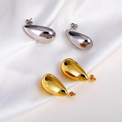 Brass Teardrop Stud Earrings for Women JE1090B-1