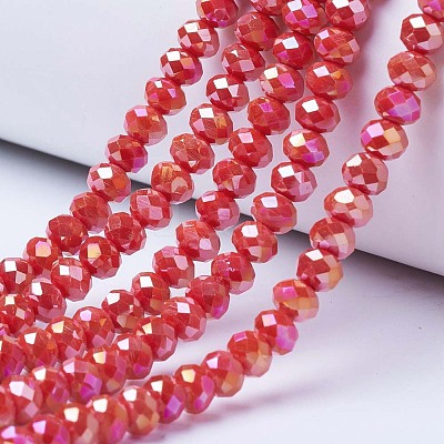 Electroplate Glass Beads Strands EGLA-A034-P10mm-B06-1