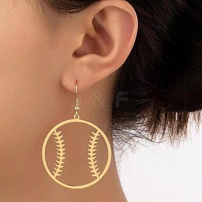 Brass & Iron Baseball Dangle Earrings for Women WG2115E-01-1