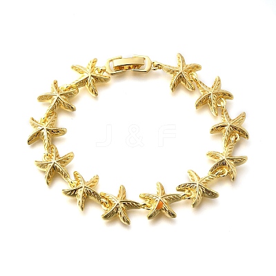 Summer Beach Brass Starfish Link Chain Bracelets LS-BJEW-C118-04G-1