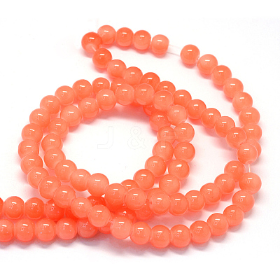 Baking Paint Imitation Jade Glass Round Bead Strands X-DGLA-Q021-4mm-31-1