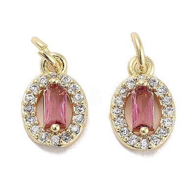 Brass Micro Pave Cubic Zirconia Charms KK-C051-04G-01-1