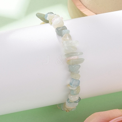 Natural Morganite Beaded Stretch Bracelets X-BJEW-JB02683-02-1