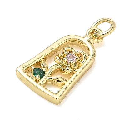 Brass with Rhinestone Pendants KK-CBAD872-01G-11-1