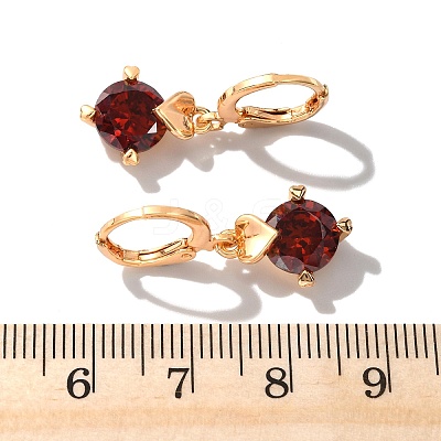 Heart Brass Micro Pave Cubic Zirconia Hoop Earrings EJEW-D318-02KCG-1