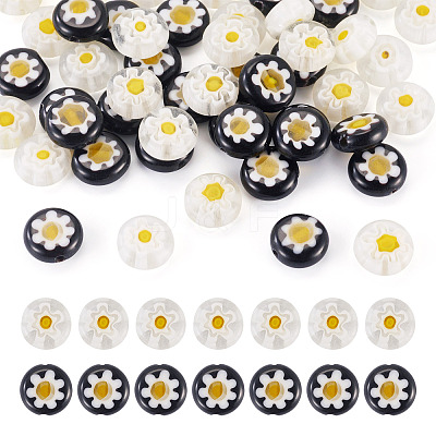 50Pcs 2 Colors Handmade Millefiori Lampwork Beads LAMP-TADJ0001-03A-1