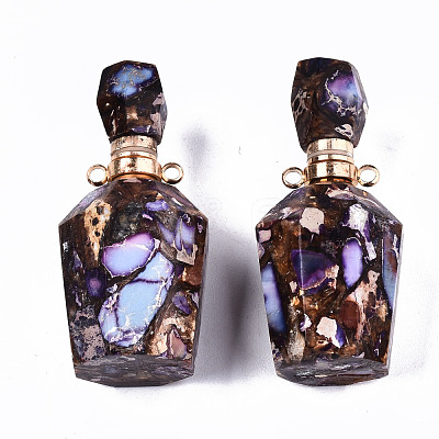 Assembled Synthetic Bronzite and Imperial Jasper Openable Perfume Bottle Pendants G-S366-058D-1