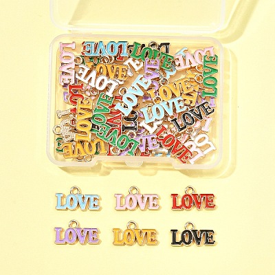 48Pcs 8 Colors Valentine's Day Theme Alloy Enamel Pendants ENAM-FS0002-51-1