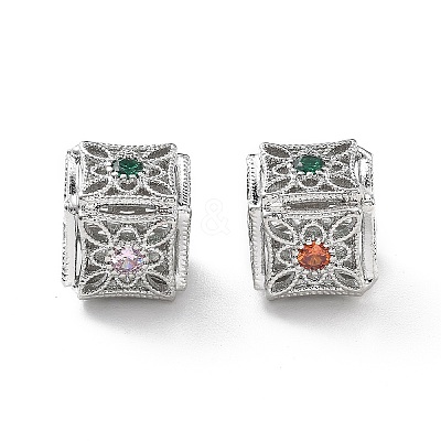 Brass Micro Pave Cubic Zirconia Beads KK-G523-12P-1