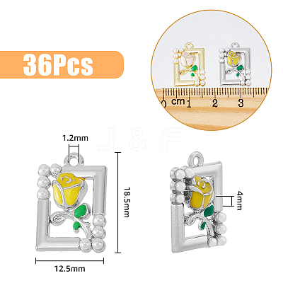 36Pcs 6 Styles Rack Plating Alloy Enamel Pendants FIND-DC0002-91-1