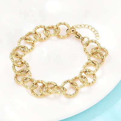 Hammered 304 Stainless Steel Rolo Chain Bracelets for Women BJEW-A160-10G-1