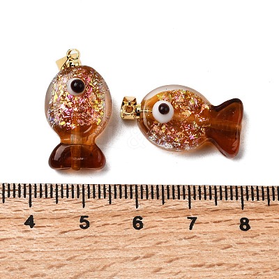 Handmade Dichroic Foil Lampwork Pendants X2-DICH-G001-01G-02-1