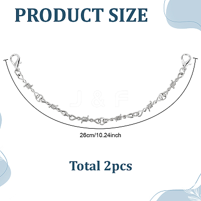 2Pcs Punk Alloy Barbed Wire Link Chain Bag Decorative Chains STAS-ME0003-43-1