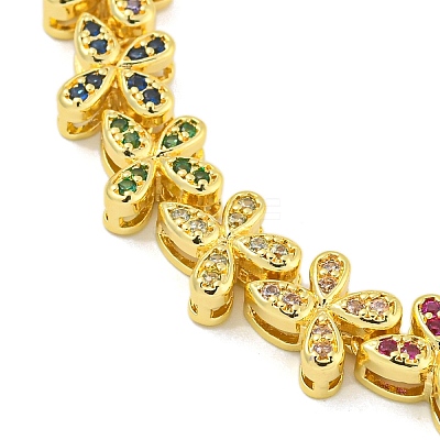 Rack Plating Brass Pave Cubic Zirconia Butterfly Link Bracelets for Women BJEW-B110-05G-1