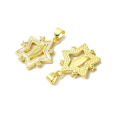 Real 18K Gold Plated Brass Micro Pave Cubic Zirconia Pendants KK-H472-14G-01-1