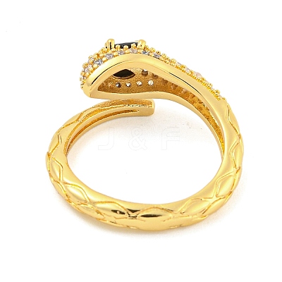 304 Stainless Steel Cubic Zirconia Open Cuff Ring for Women RJEW-S406-05G-02-1