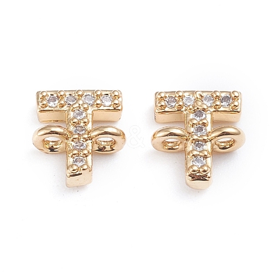 Brass Micro Pave Cubic Zirconia Letter Links X-ZIRC-I042-16G-T-1