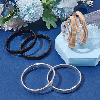 6Pcs 3 Colors High Carbon Steel Stretch Arm Bracelets Set BJEW-GA0001-06-1