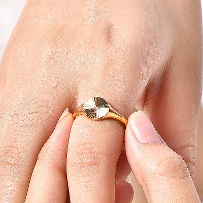 Flat Round 304 Stainless Steel Finger Rings FS-WG268FC-05-1