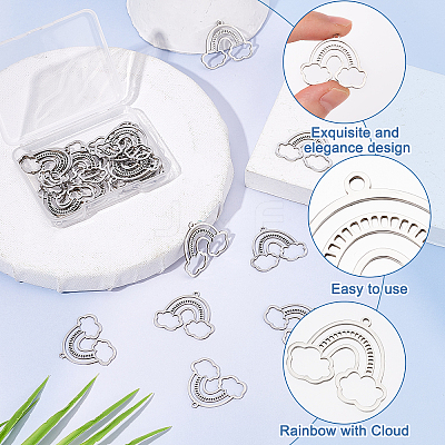 20Pcs 201 Stainless Steel Pendants STAS-DC0010-75-1