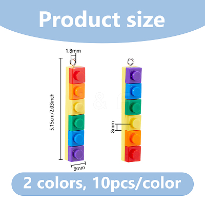 20Pcs 2 Colors Opaque Acrylic Pendants MACR-DC0001-24-1