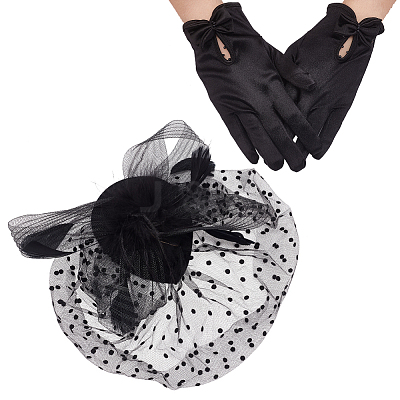 1 Pair Bowknot Pattern Gloves AJEW-GA0006-47A-1