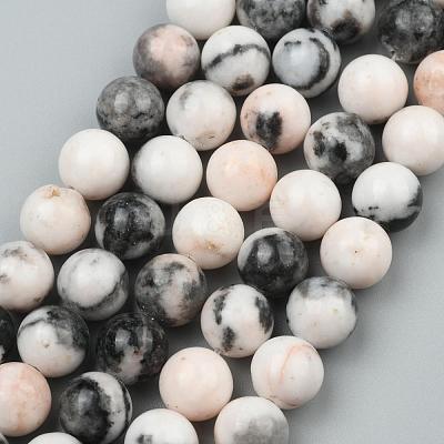 Natural Pink Zebra Jasper Beads Strands X-G-P231-01-10mm-1
