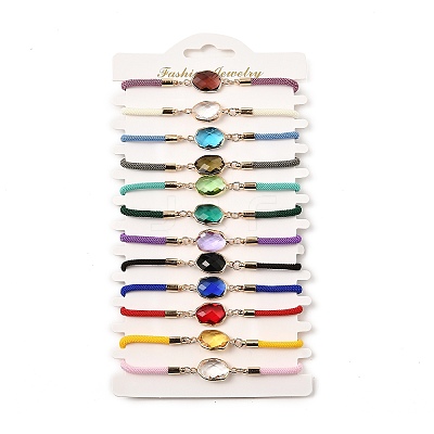 12Pcs 12 Colors Polyester Bracelets BJEW-P340-13C-G-1