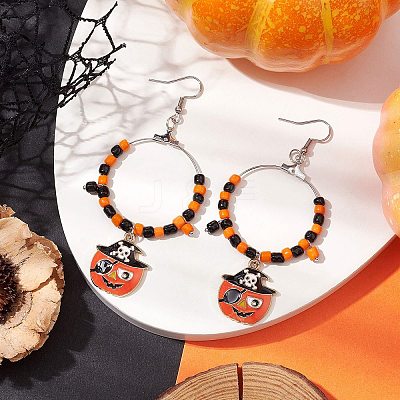 Glass Dangle Earrings EJEW-JE05985-1