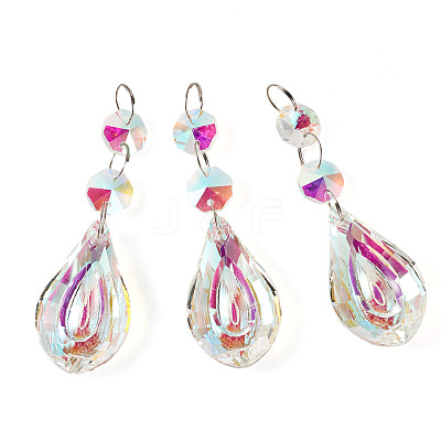 3Pcs Crystal Glass Hanging Sun Catcher AJEW-TADJ0001-08D-1