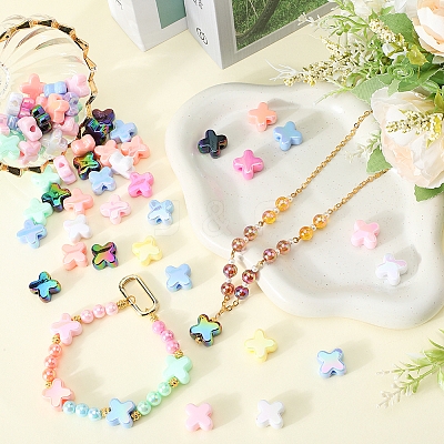 60Pcs UV Plated Acrylic Beads SACR-SP0001-18-1
