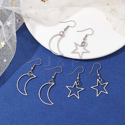 3 Pairs 3 Style Alloy Dangle Earrings Set EJEW-JE05552-1