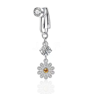 Brass Pave Clear Cubic Zirconia Clip on Belly Rings FS-WG683DA-03-1