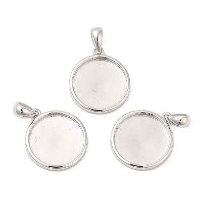 Anti-Tarnish Rhodium Plated 925 Sterling Silver Pendant Cabochon Settings STER-I017-017P-1