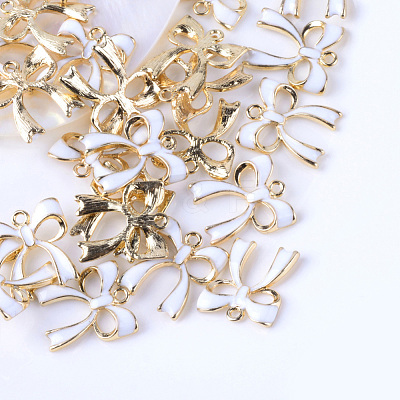 Bowknot Alloy Enamel Pendants X-ENAM-Q033-22C-1