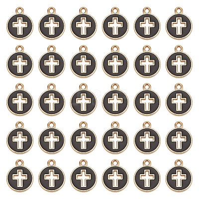 100Pcs Light Gold Plated Alloy Enamel Pendants ENAM-AR0001-75-1