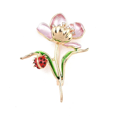Lotus & Ladybug Enamel Pins JEWB-B035-03G-1
