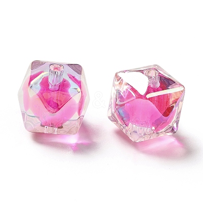Two Tone UV Plating Rainbow Iridescent Acrylic Beads TACR-D010-02I-1