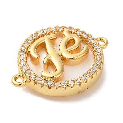 Rack Plating Brass Micro Pave Clear Cubic Zirconia Fe Connector Charms KK-L220-003G-02-1