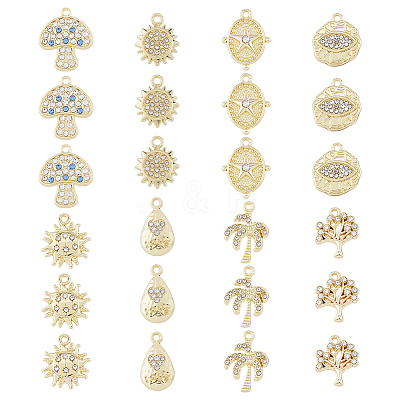 48Pcs 8 Styles Rack Plating Alloy Charms FIND-DC0002-78-1