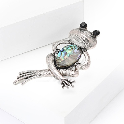Frog Zinc Alloy Rhinestone Brooches PW-WGC7876-01-1