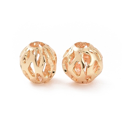 Brass Hollow Beads KK-E046-04A-G-1